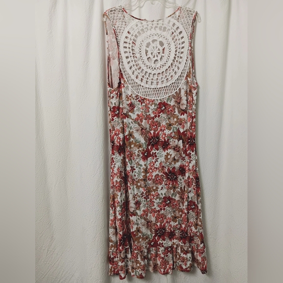 Soft Surroundings Maxi Dress White Red Gold Floral Print Viscose Size 2X - Picture 3 of 11